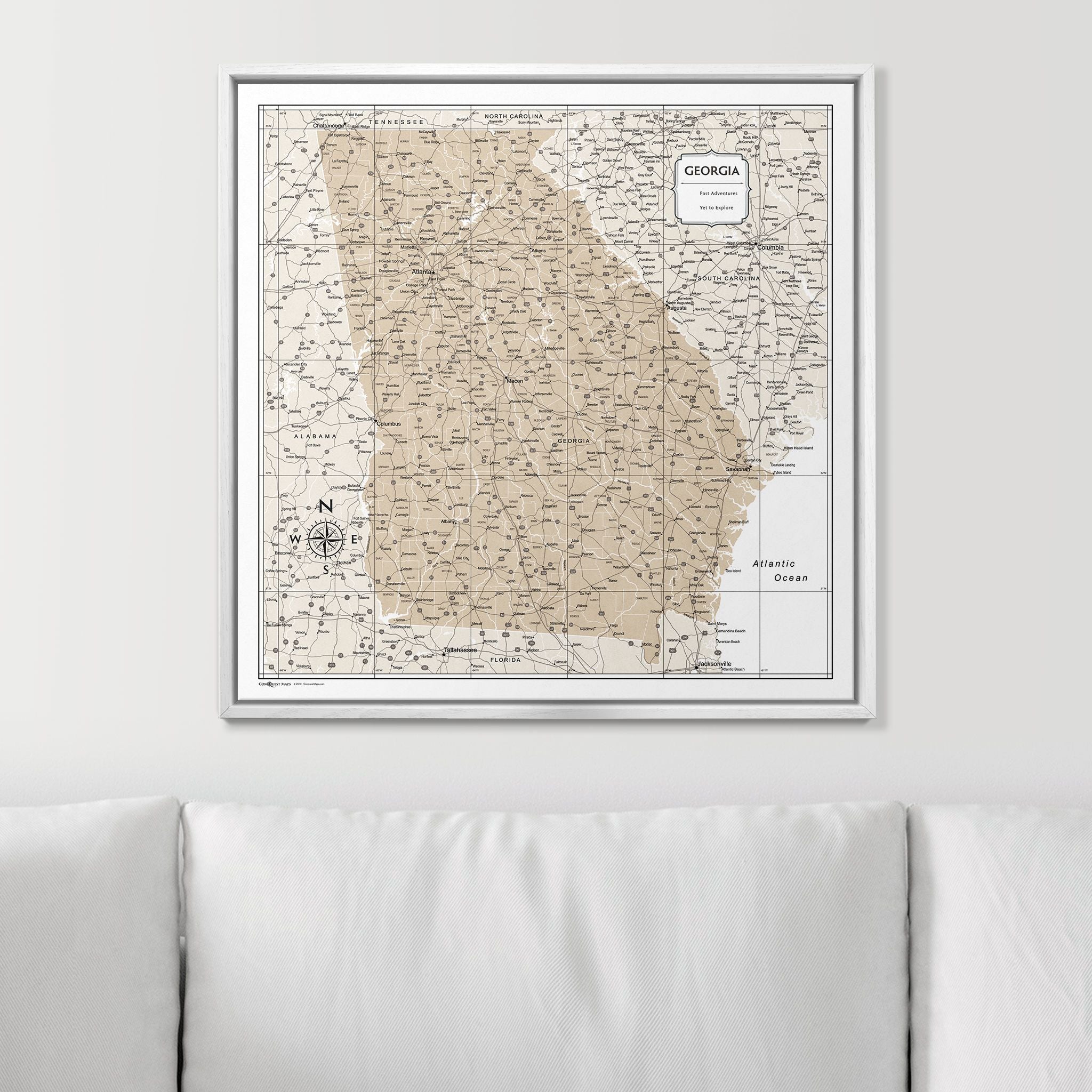 Push Pin Georgia Map (Pin Board) - Light Brown Color Splash CM Pin Board