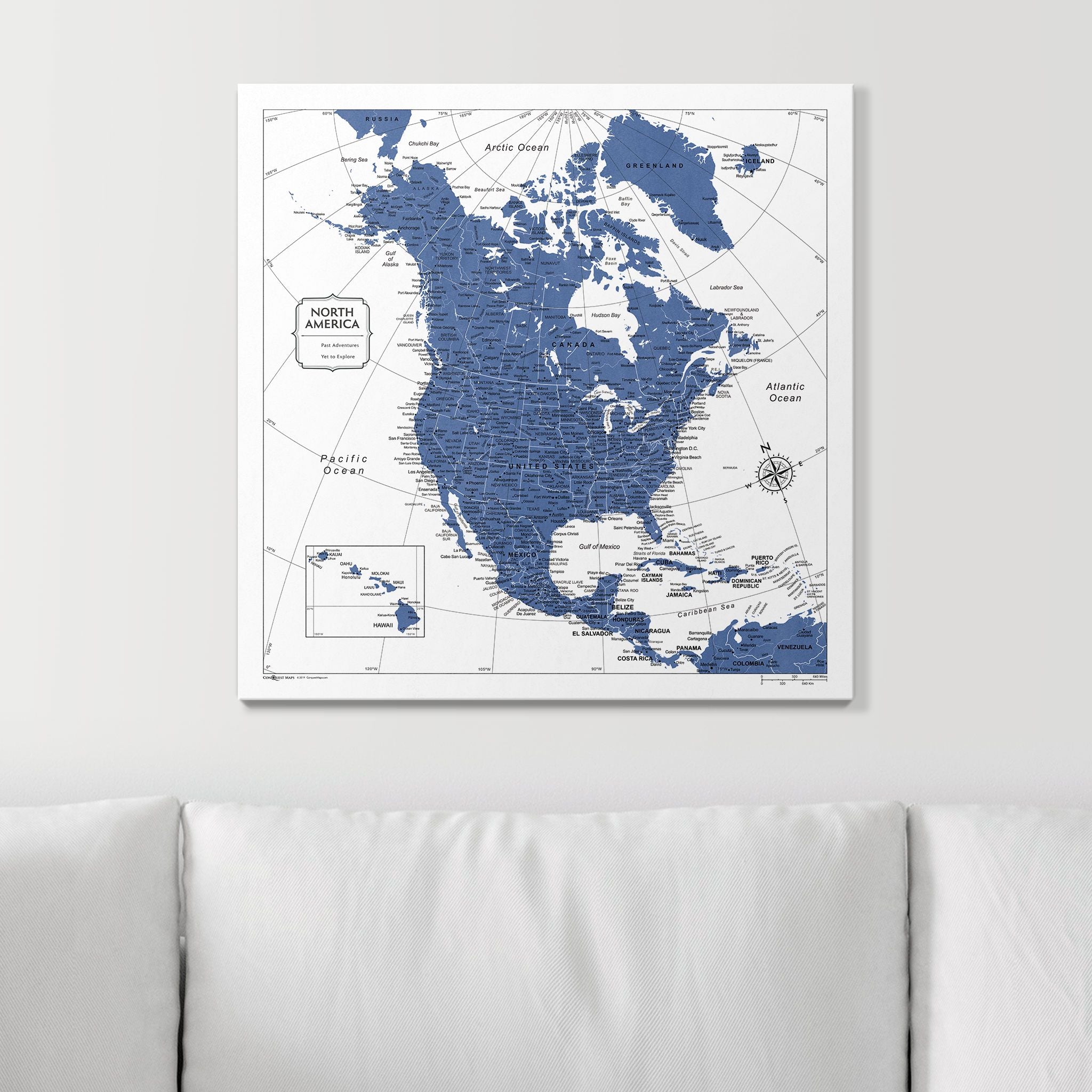 Push Pin North America Map (Pin Board) - Navy Color Splash CM Pin Board