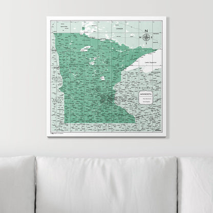 Push Pin Minnesota Map (Pin Board) - Green Color Splash CM Pin Board