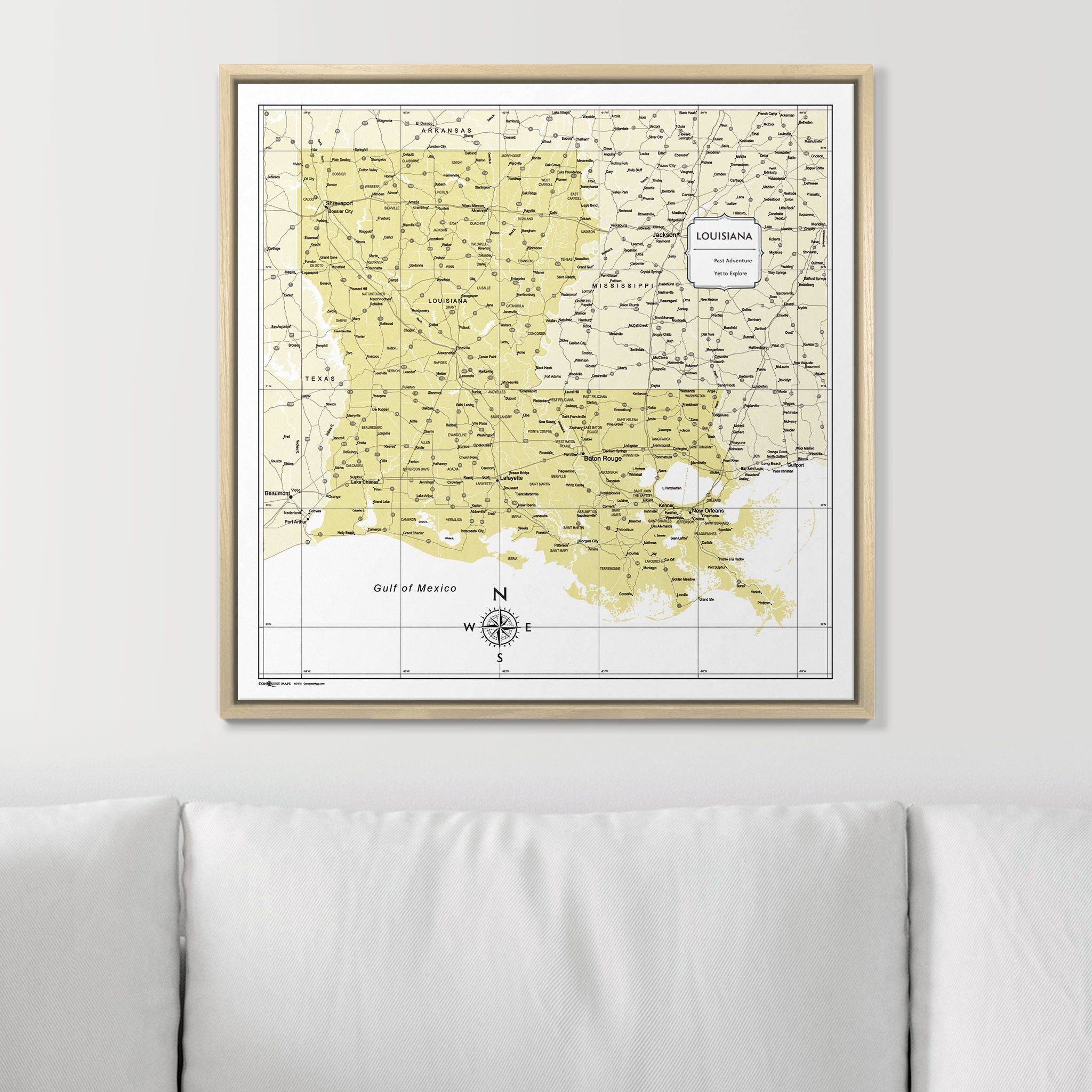 Push Pin Louisiana Map (Pin Board) - Yellow Color Splash CM Pin Board