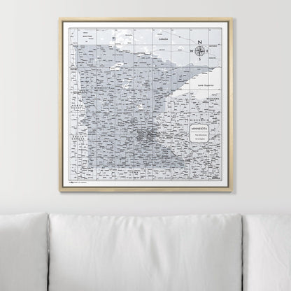 Push Pin Minnesota Map (Pin Board) - Light Gray Color Splash CM Pin Board