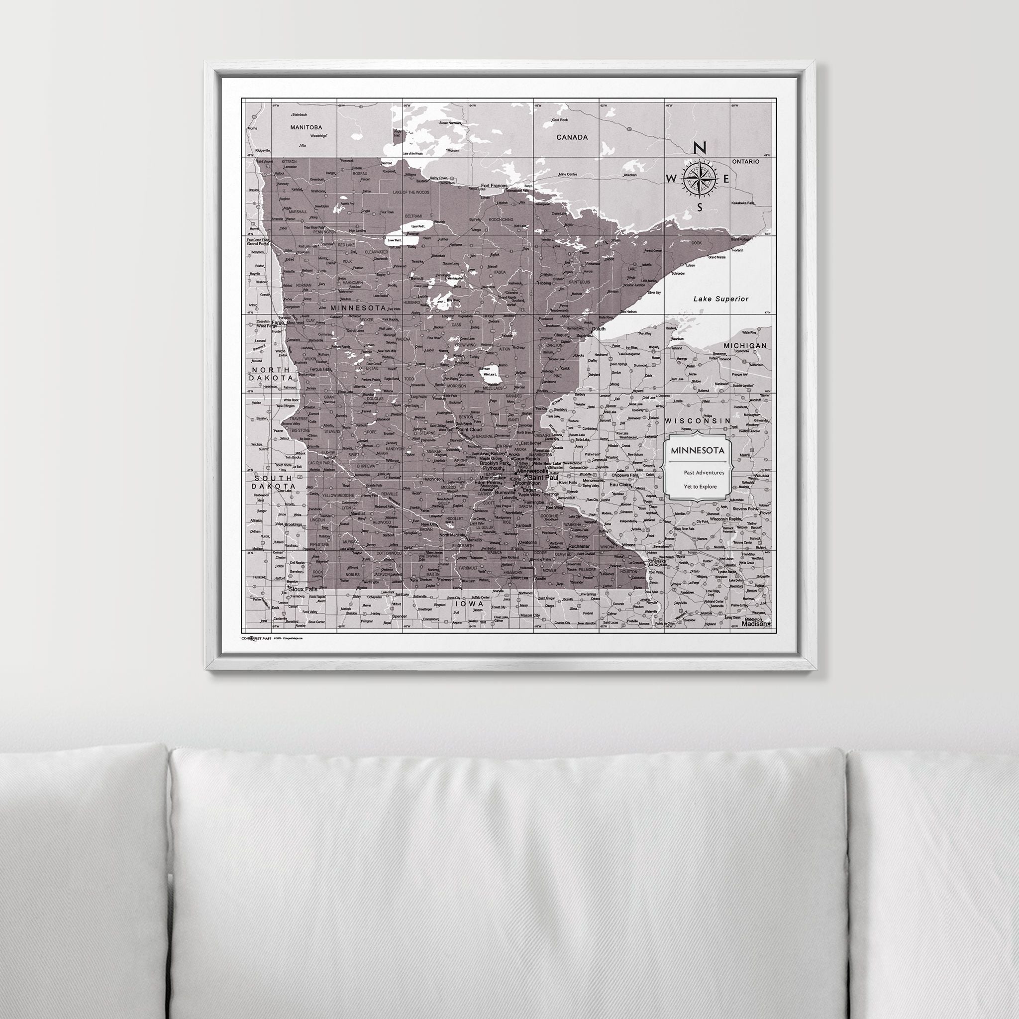 Push Pin Minnesota Map (Pin Board) - Dark Brown Color Splash CM Pin Board