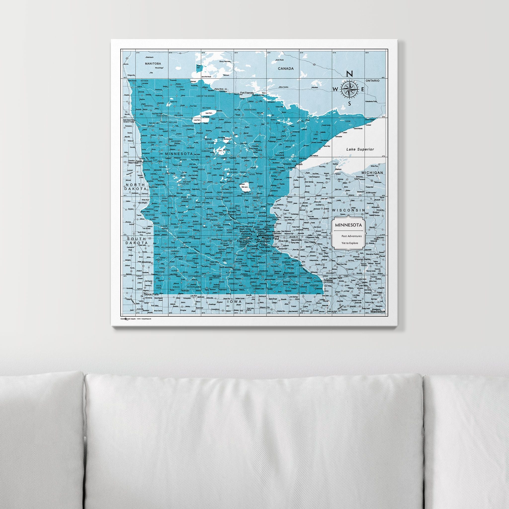 Push Pin Minnesota Map (Pin Board) - Teal Color Splash CM Pin Board