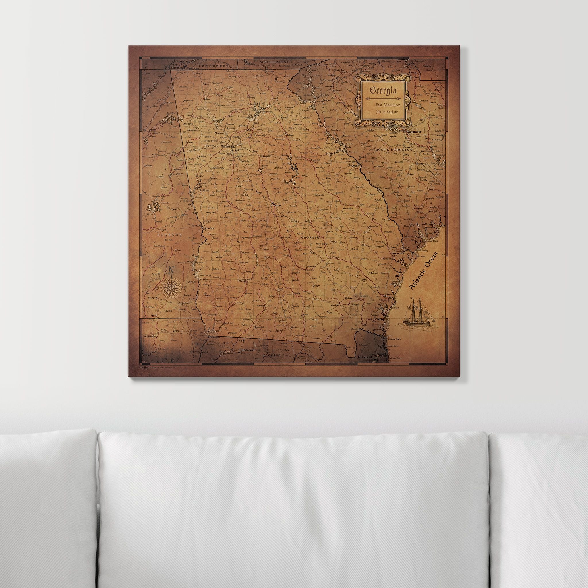 Push Pin Georgia Map (Pin Board) - Rustic Vintage CM Pin Board