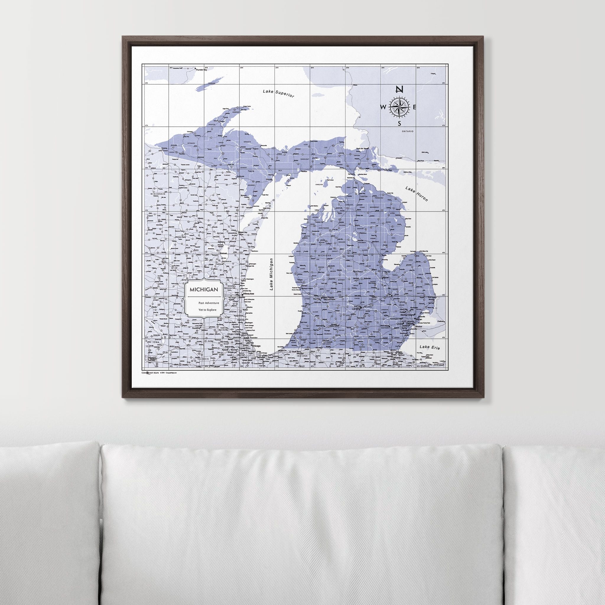 Push Pin Michigan Map (Pin Board) - Purple Color Splash CM Pin Board