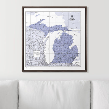 Push Pin Michigan Map (Pin Board) - Purple Color Splash CM Pin Board