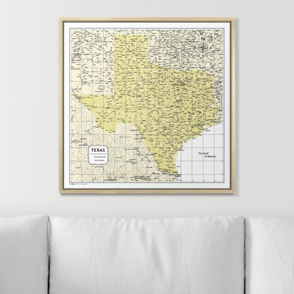 Push Pin Texas Map (Pin Board) - Yellow Color Splash CM Pin Board