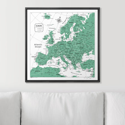 Push Pin Europe Map (Pin Board) - Green Color Splash CM Pin Board