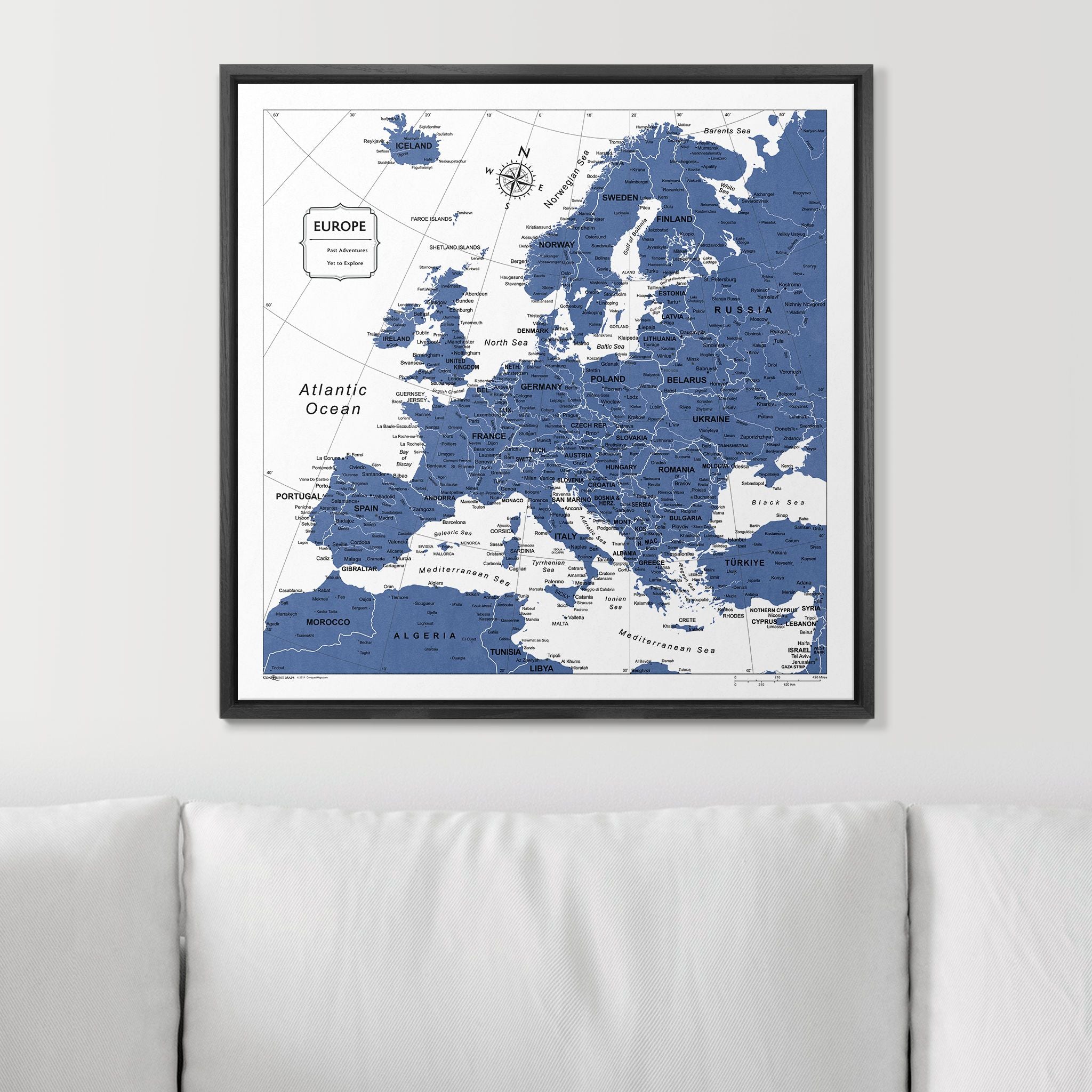 Push Pin Europe Map (Pin Board) - Navy Color Splash CM Pin Board