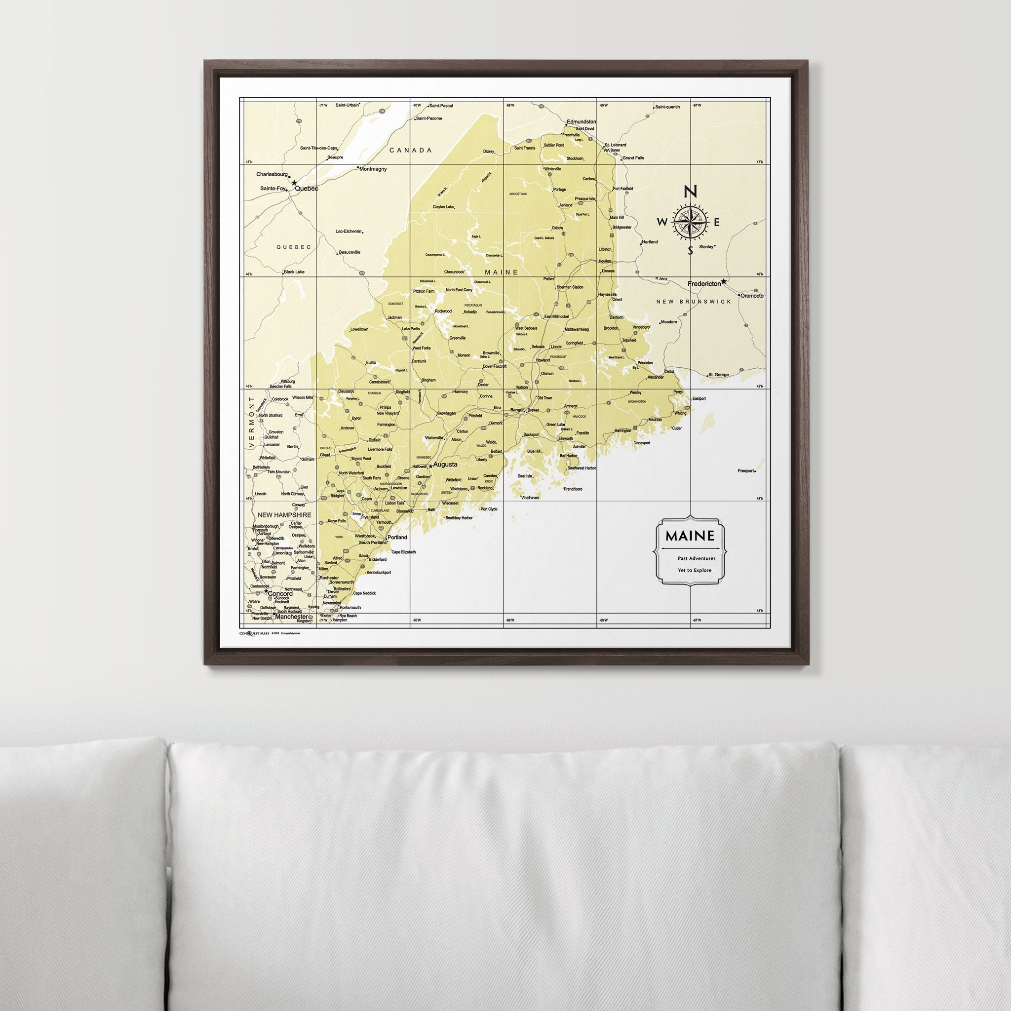 Push Pin Maine Map (Pin Board) - Yellow Color Splash CM Pin Board