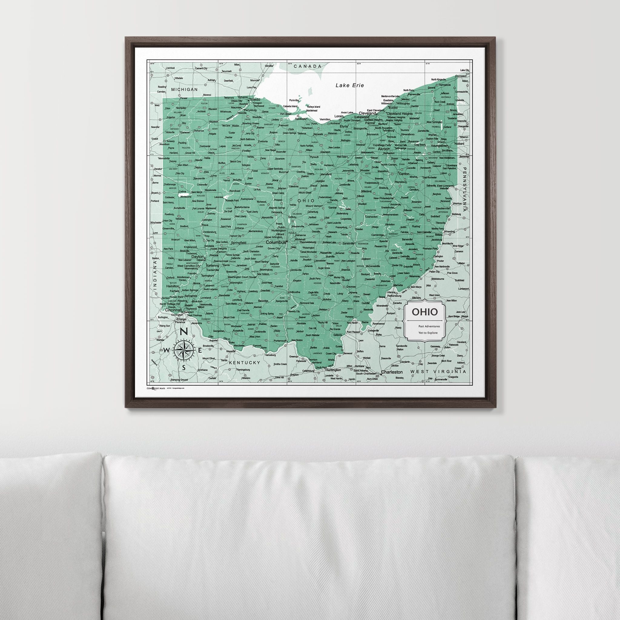 Push Pin Ohio Map (Pin Board) - Green Color Splash CM Pin Board