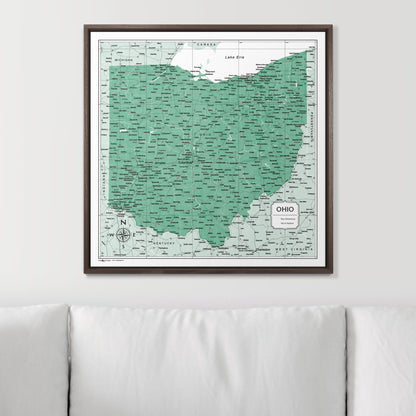 Push Pin Ohio Map (Pin Board) - Green Color Splash CM Pin Board