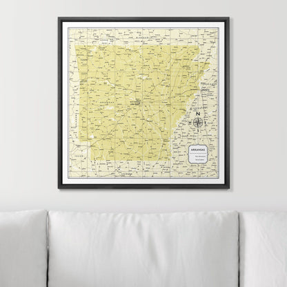 Push Pin Arkansas Map (Pin Board) - Yellow Color Splash CM Pin Board