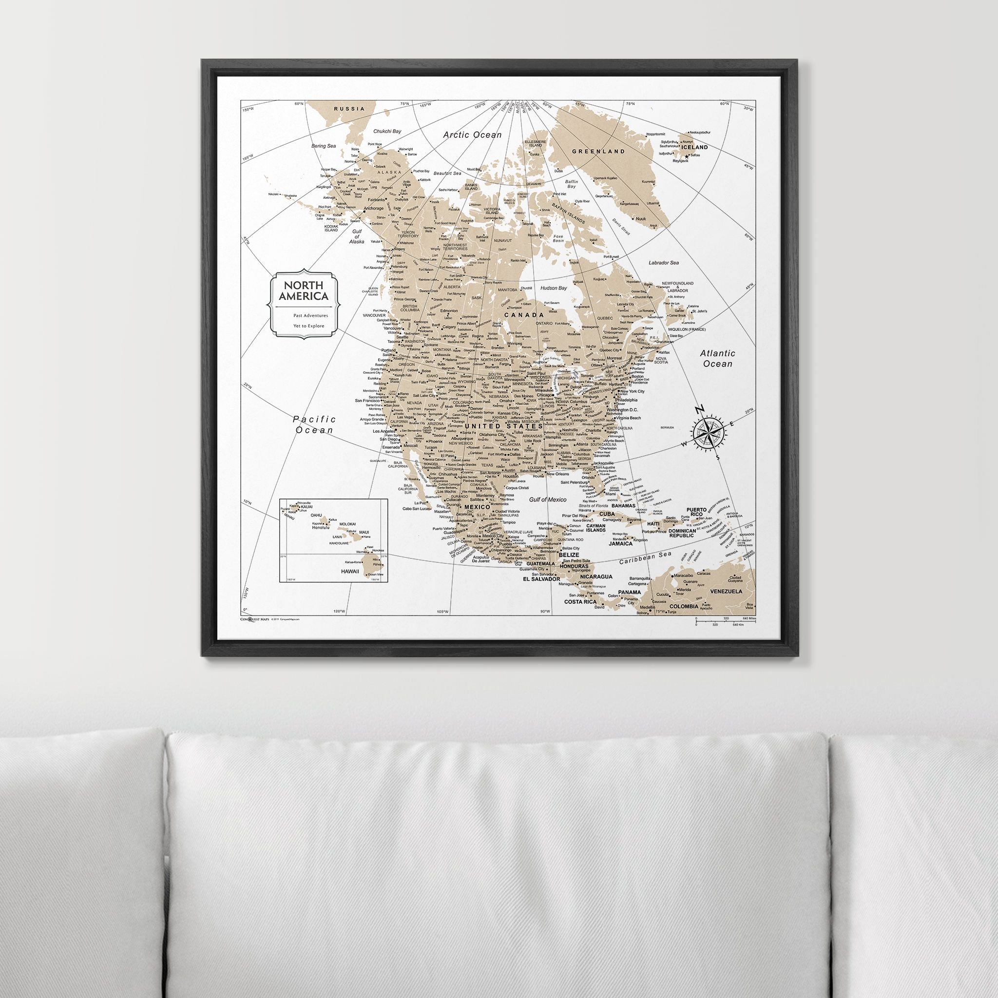 Push Pin North America Map (Pin Board) - Light Brown Color Splash CM Pin Board