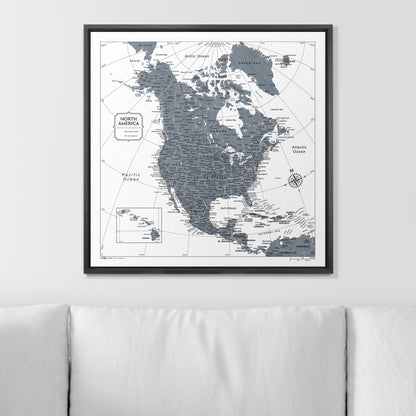 Push Pin North America Map (Pin Board) - Dark Gray Color Splash CM Pin Board