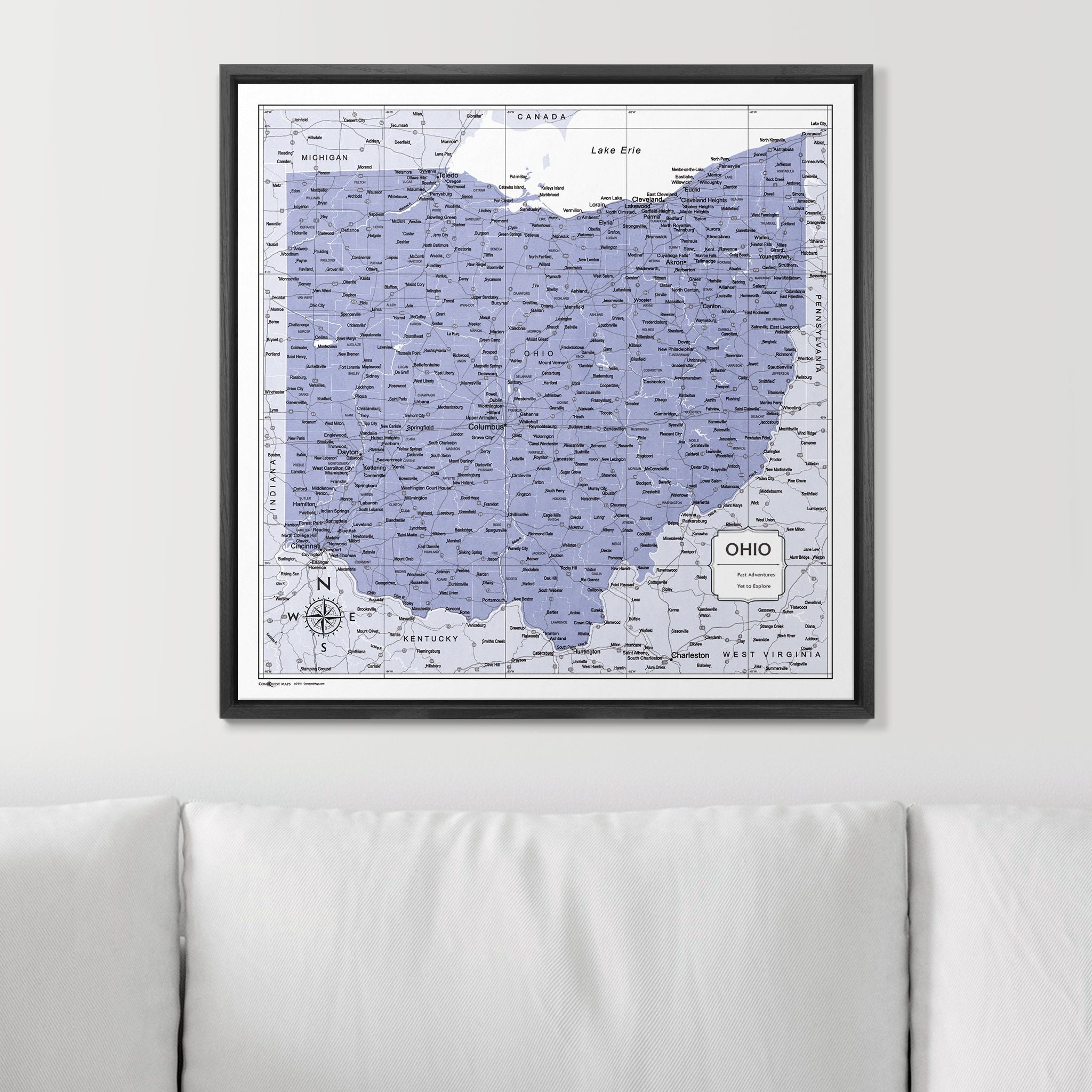 Push Pin Ohio Map (Pin Board) - Purple Color Splash CM Pin Board