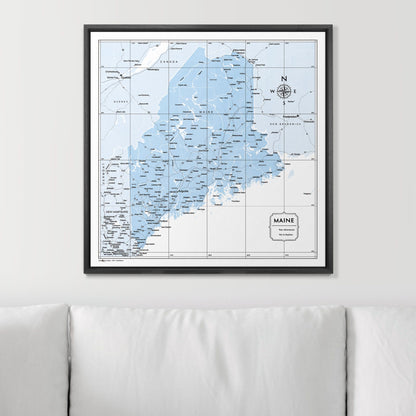 Push Pin Maine Map (Pin Board) - Light Blue Color Splash CM Pin Board