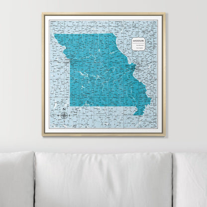 Push Pin Missouri Map (Pin Board) - Teal Color Splash CM Pin Board