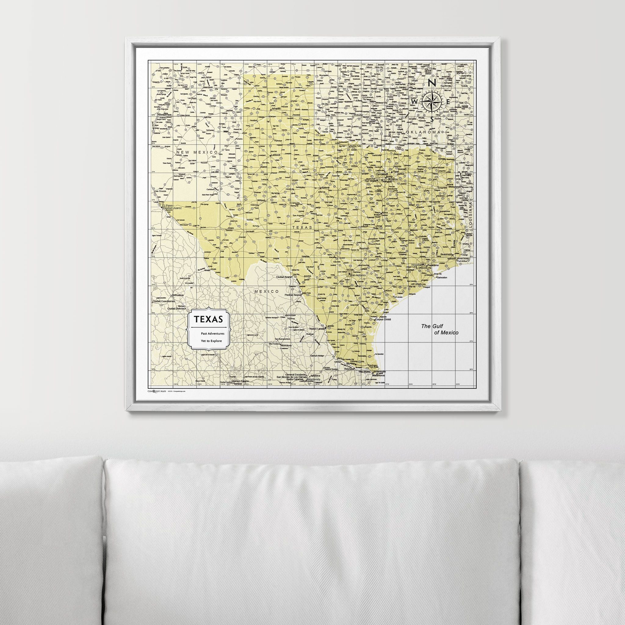 Push Pin Texas Map (Pin Board) - Yellow Color Splash CM Pin Board