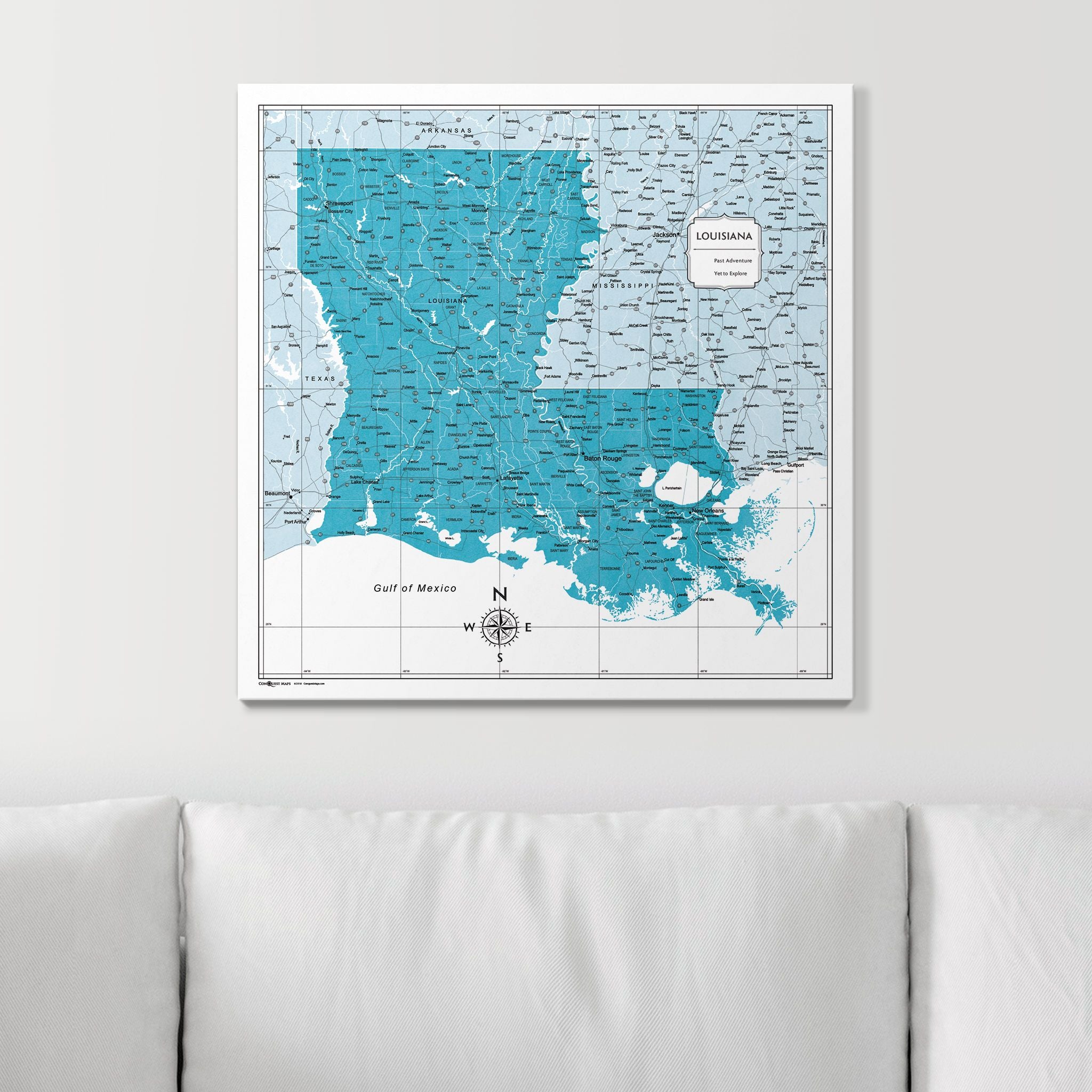 Push Pin Louisiana Map (Pin Board) - Teal Color Splash CM Pin Board