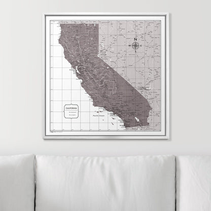 Push Pin California Map (Pin Board) - Dark Brown Color Splash CM Pin Board