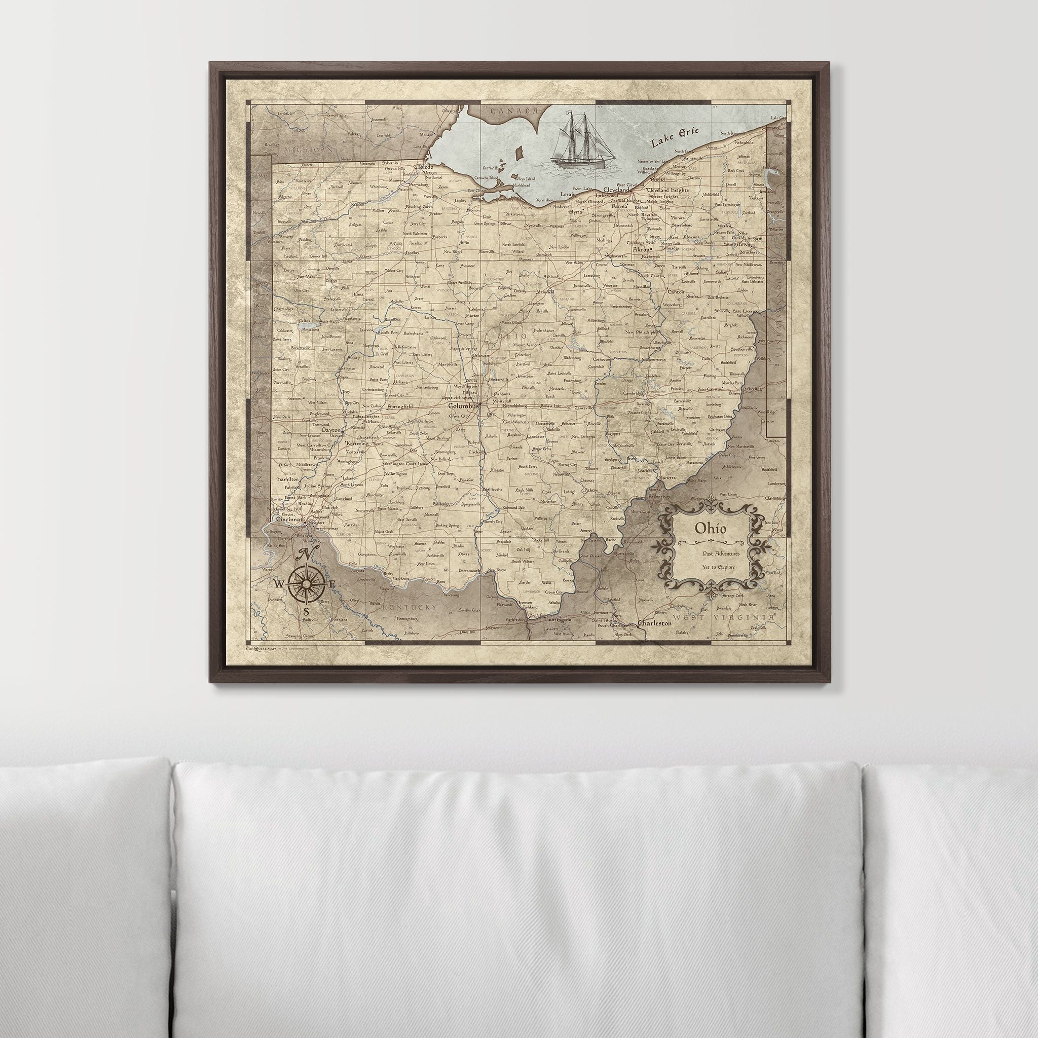 Push Pin Ohio Map (Pin Board) - Rustic Vintage CM Pin Board