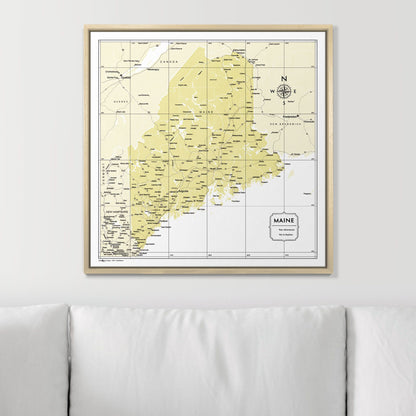 Push Pin Maine Map (Pin Board) - Yellow Color Splash CM Pin Board