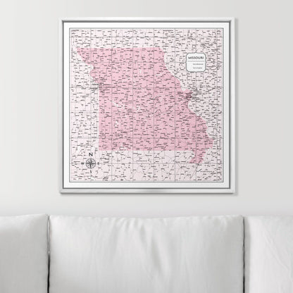 Push Pin Missouri Map (Pin Board) - Pink Color Splash CM Pin Board