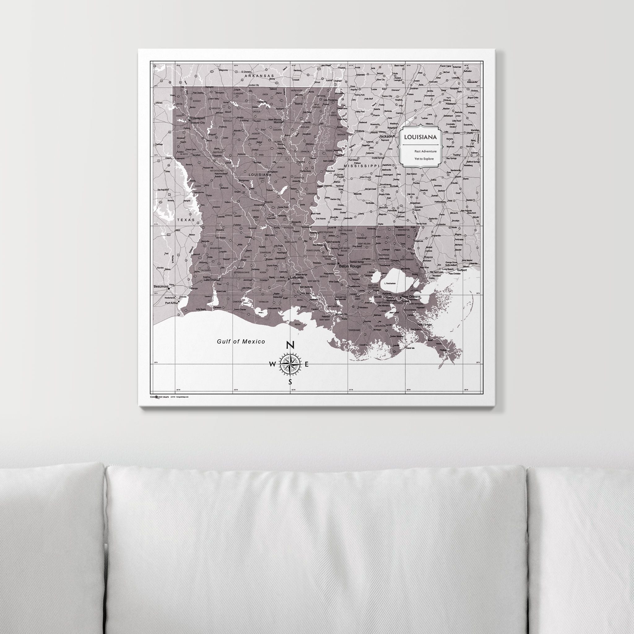 Push Pin Louisiana Map (Pin Board) - Dark Brown Color Splash CM Pin Board