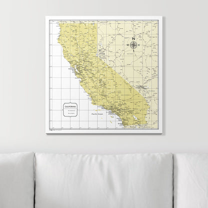 Push Pin California Map (Pin Board) - Yellow Color Splash CM Pin Board