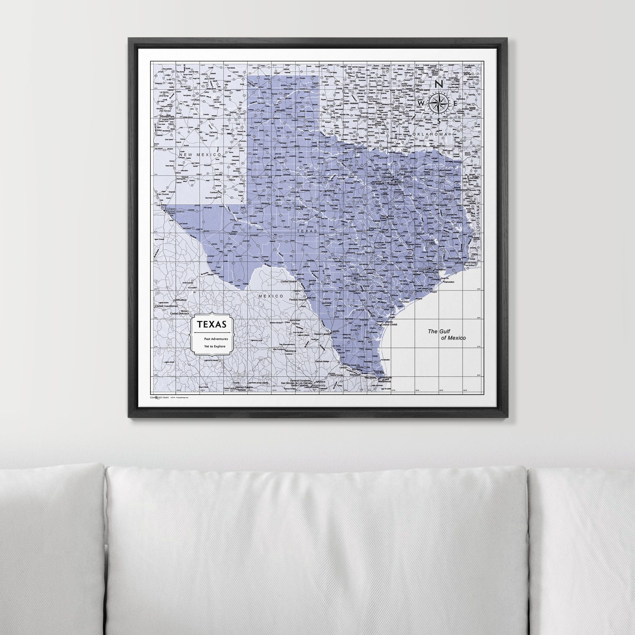 Push Pin Texas Map (Pin Board) - Purple Color Splash CM Pin Board