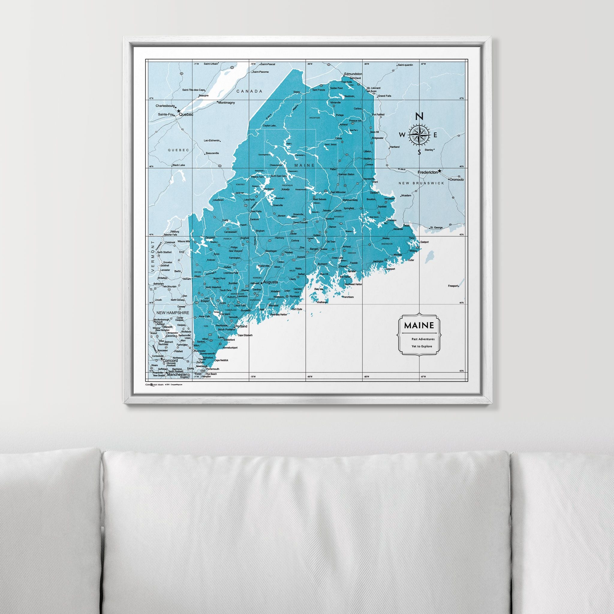 Push Pin Maine Map (Pin Board) - Teal Color Splash CM Pin Board