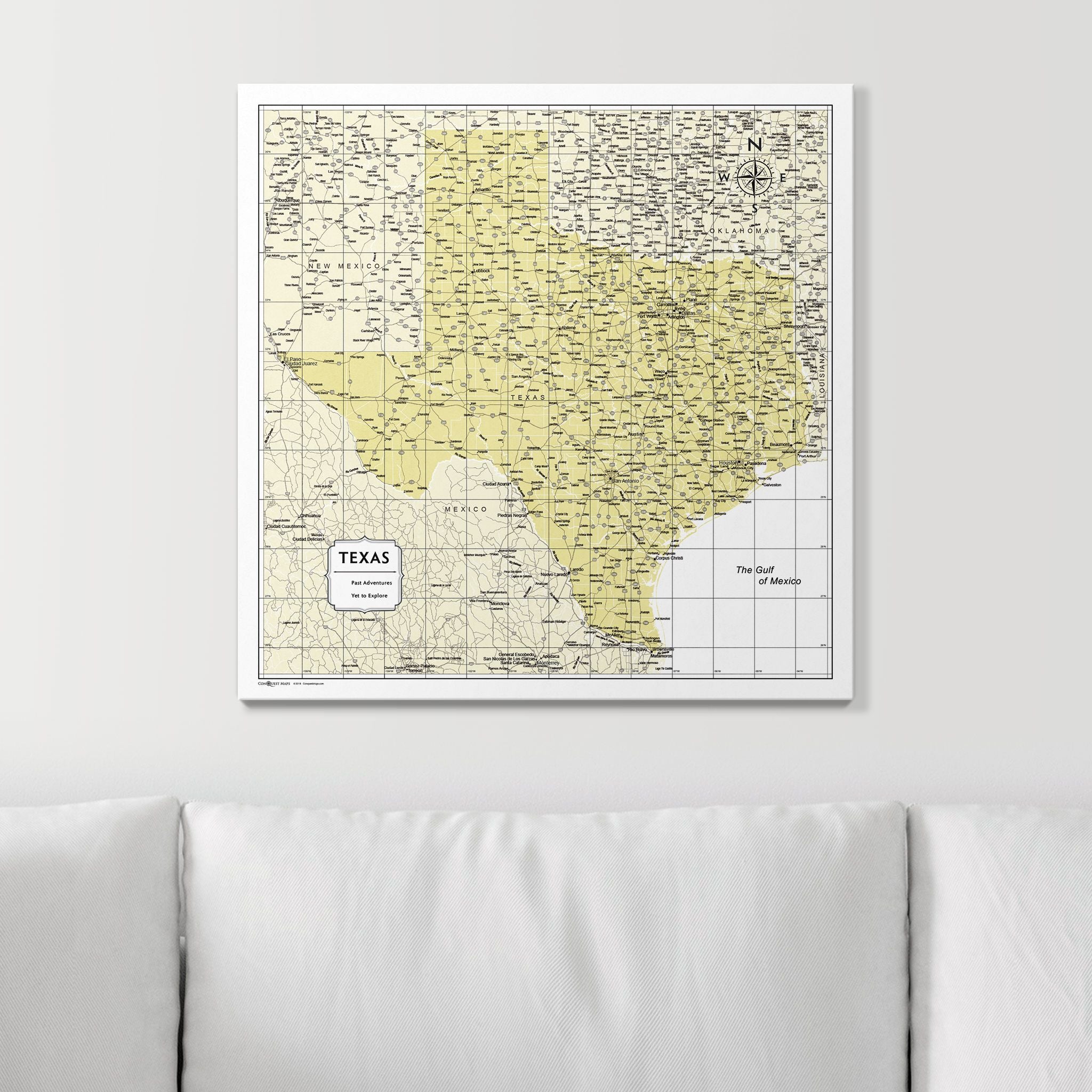 Push Pin Texas Map (Pin Board) - Yellow Color Splash CM Pin Board