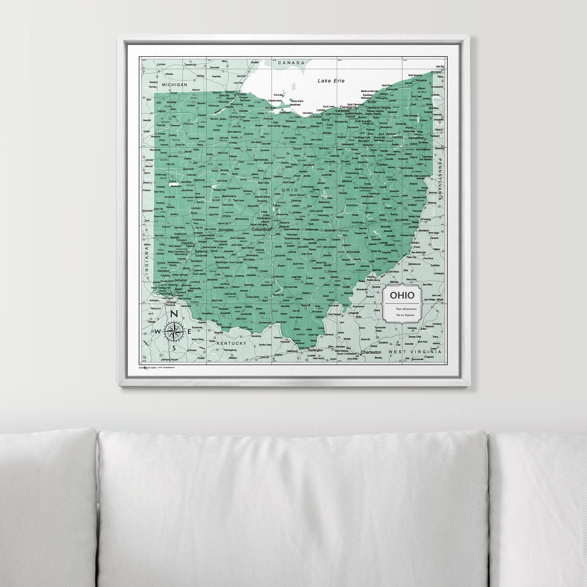 Push Pin Ohio Map (Pin Board) - Green Color Splash CM Pin Board