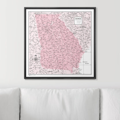 Push Pin Georgia Map (Pin Board) - Pink Color Splash CM Pin Board