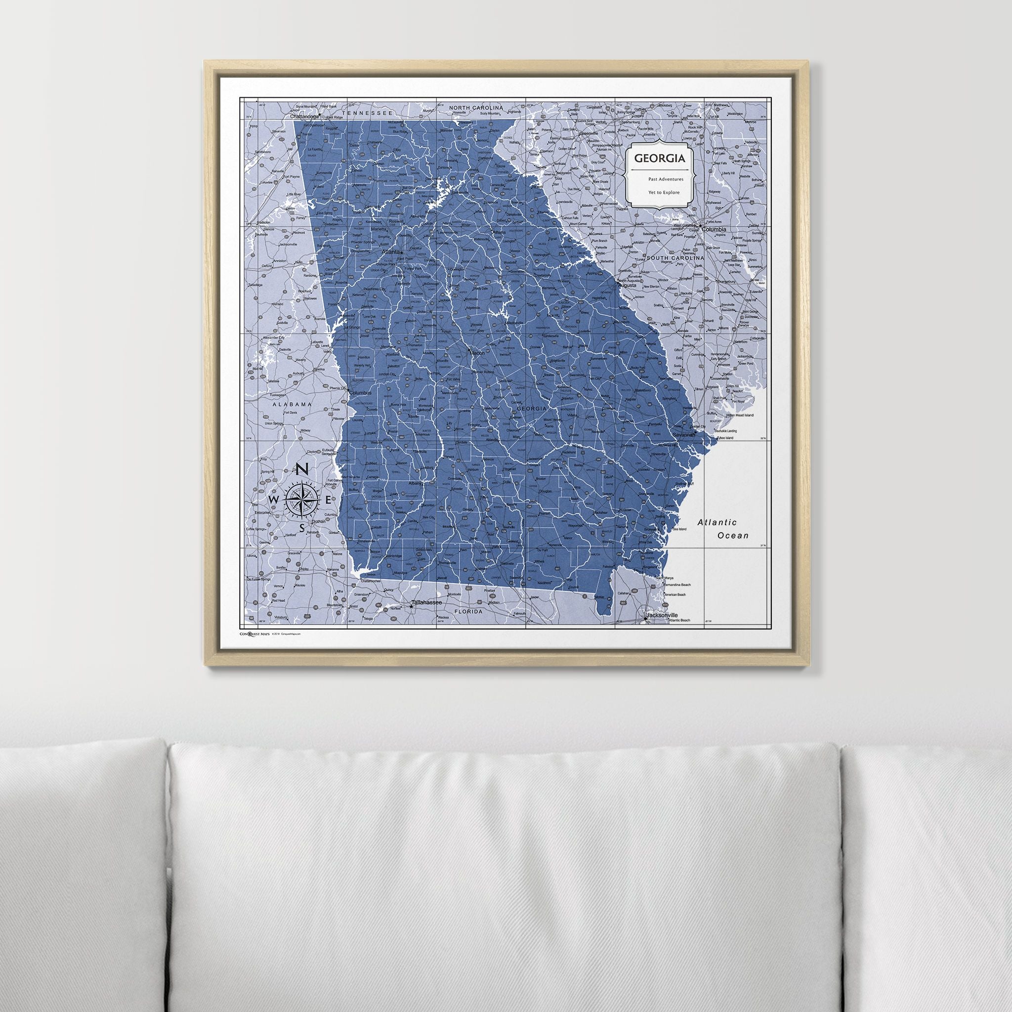 Push Pin Georgia Map (Pin Board) - Navy Color Splash CM Pin Board