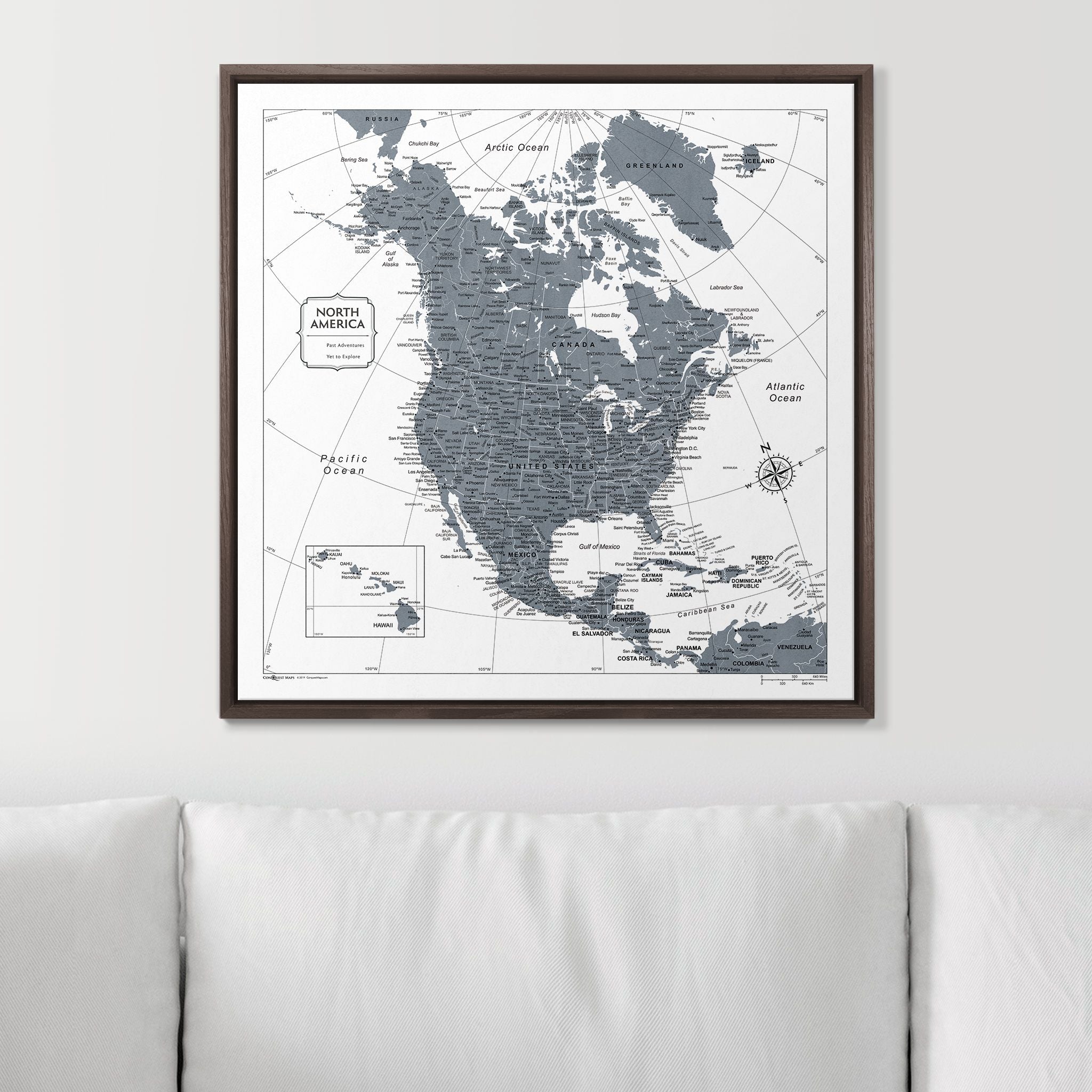 Push Pin North America Map (Pin Board) - Dark Gray Color Splash CM Pin Board