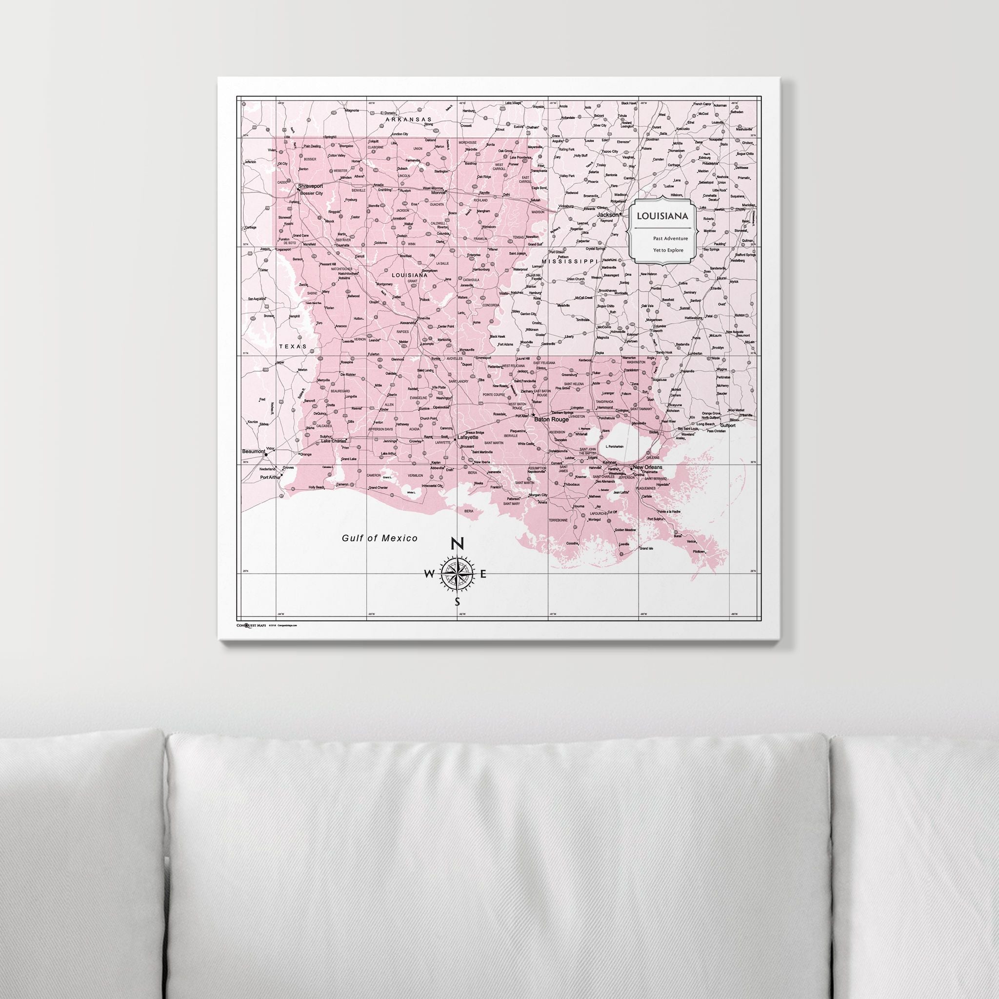 Push Pin Louisiana Map (Pin Board) - Pink Color Splash CM Pin Board