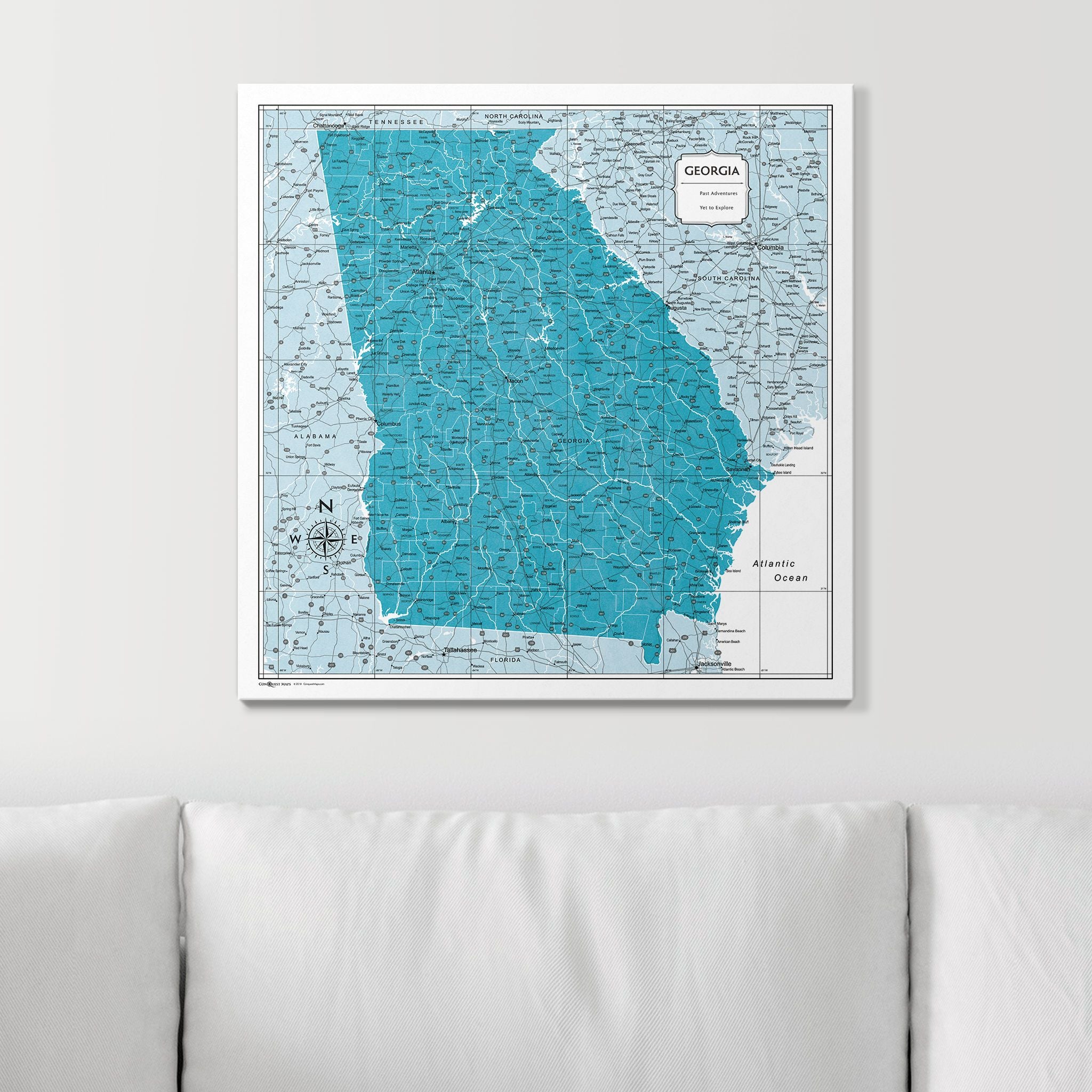 Push Pin Georgia Map (Pin Board) - Teal Color Splash CM Pin Board