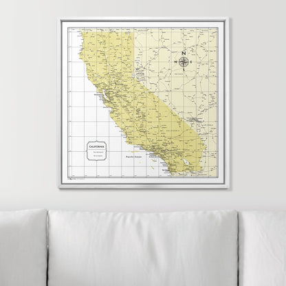 Push Pin California Map (Pin Board) - Yellow Color Splash CM Pin Board