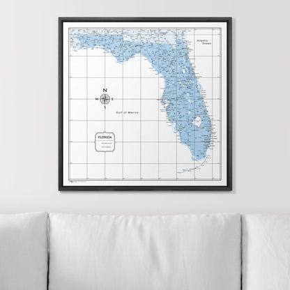 Push Pin Florida Map (Pin Board) - Light Blue Color Splash CM Pin Board