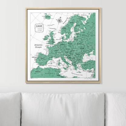 Push Pin Europe Map (Pin Board) - Green Color Splash CM Pin Board