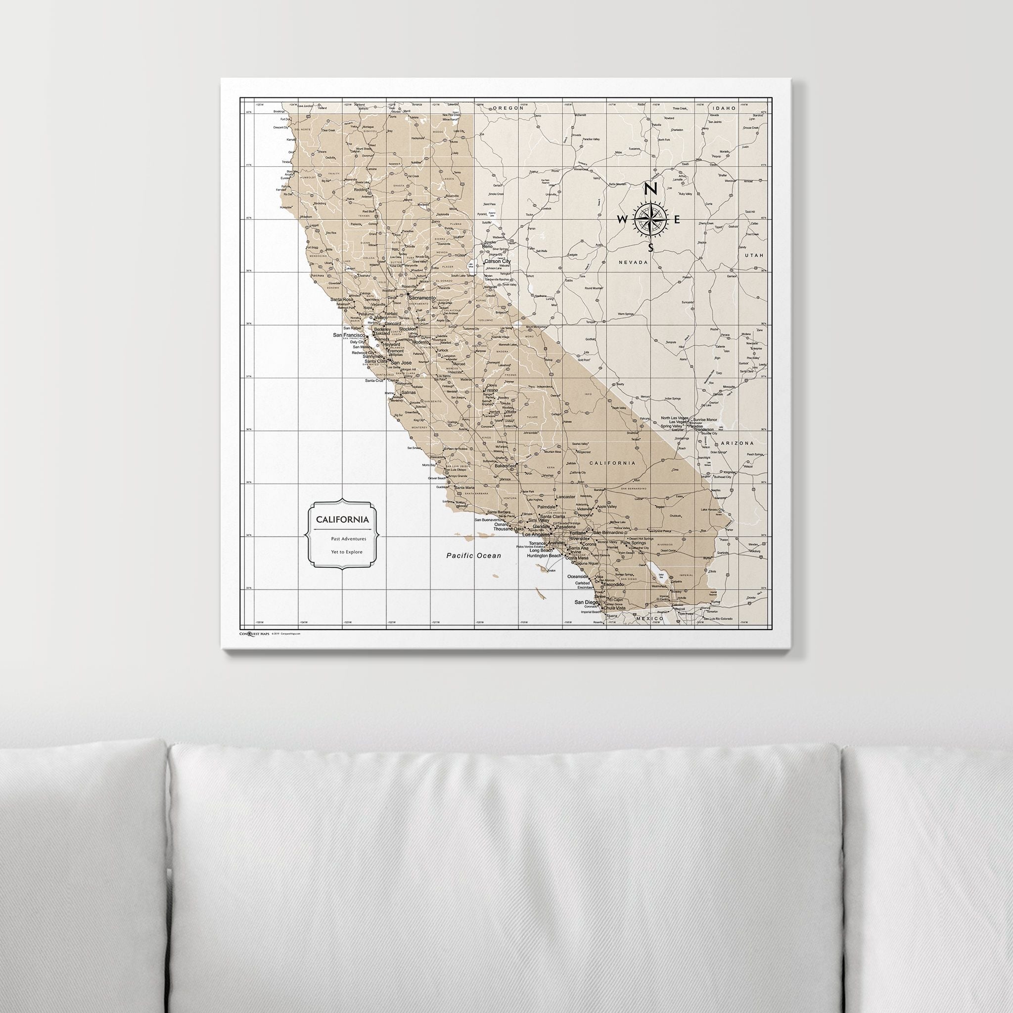 Push Pin California Map (Pin Board) - Light Brown Color Splash CM Pin Board