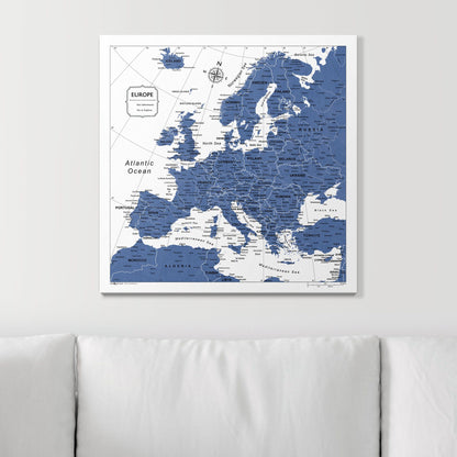 Push Pin Europe Map (Pin Board) - Navy Color Splash CM Pin Board