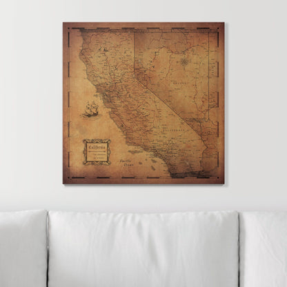 Push Pin California Map (Pin Board) - Golden Aged CM Pin Board