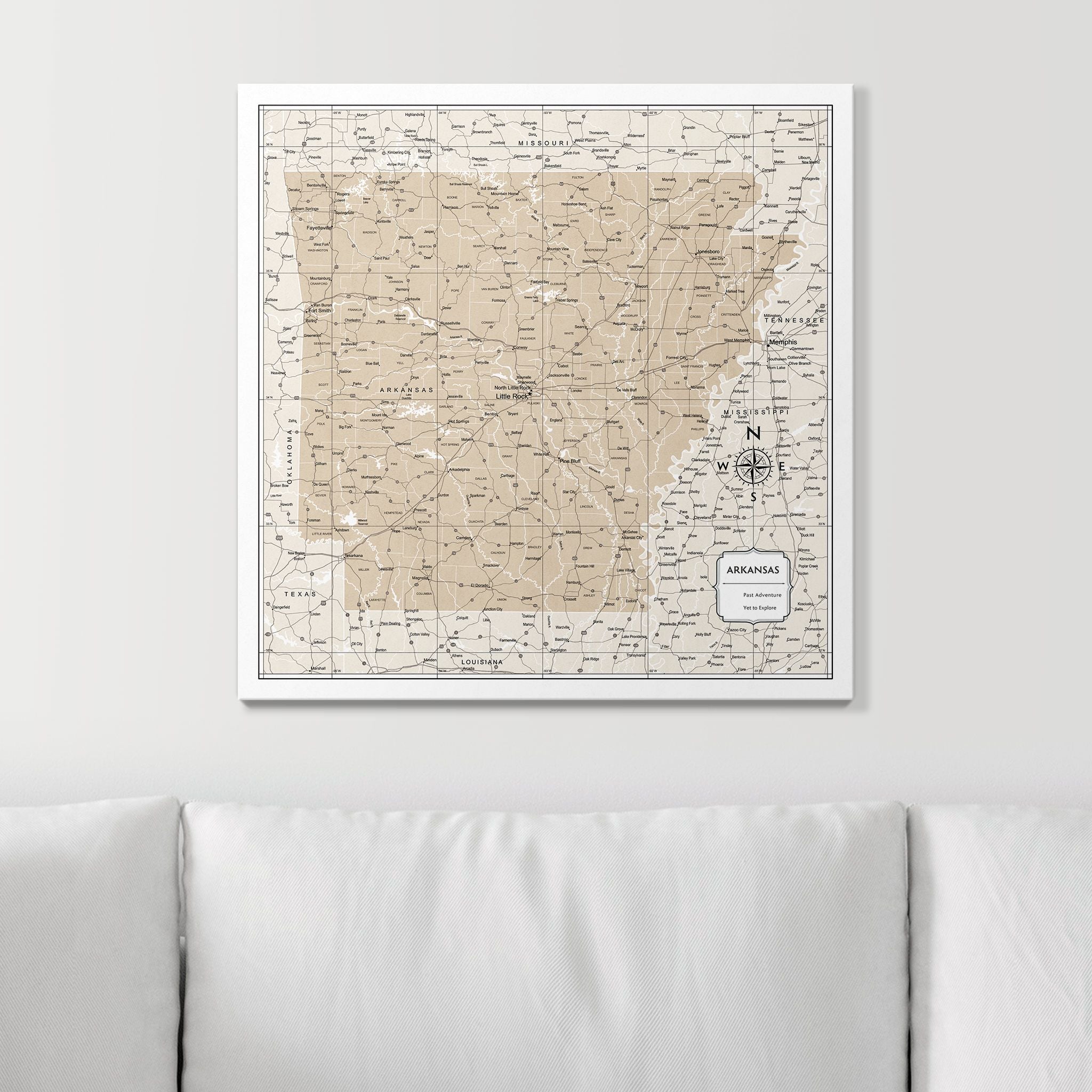 Push Pin Arkansas Map (Pin Board) - Light Brown Color Splash CM Pin Board