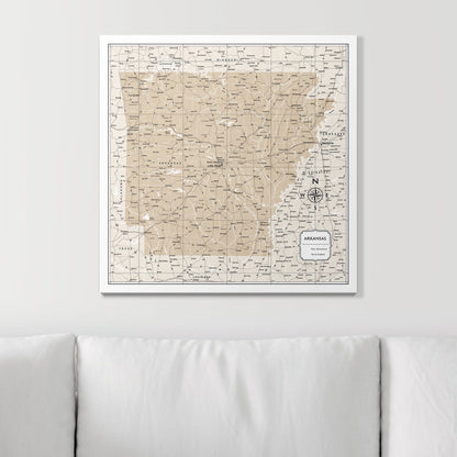 Push Pin Arkansas Map (Pin Board) - Light Brown Color Splash CM Pin Board