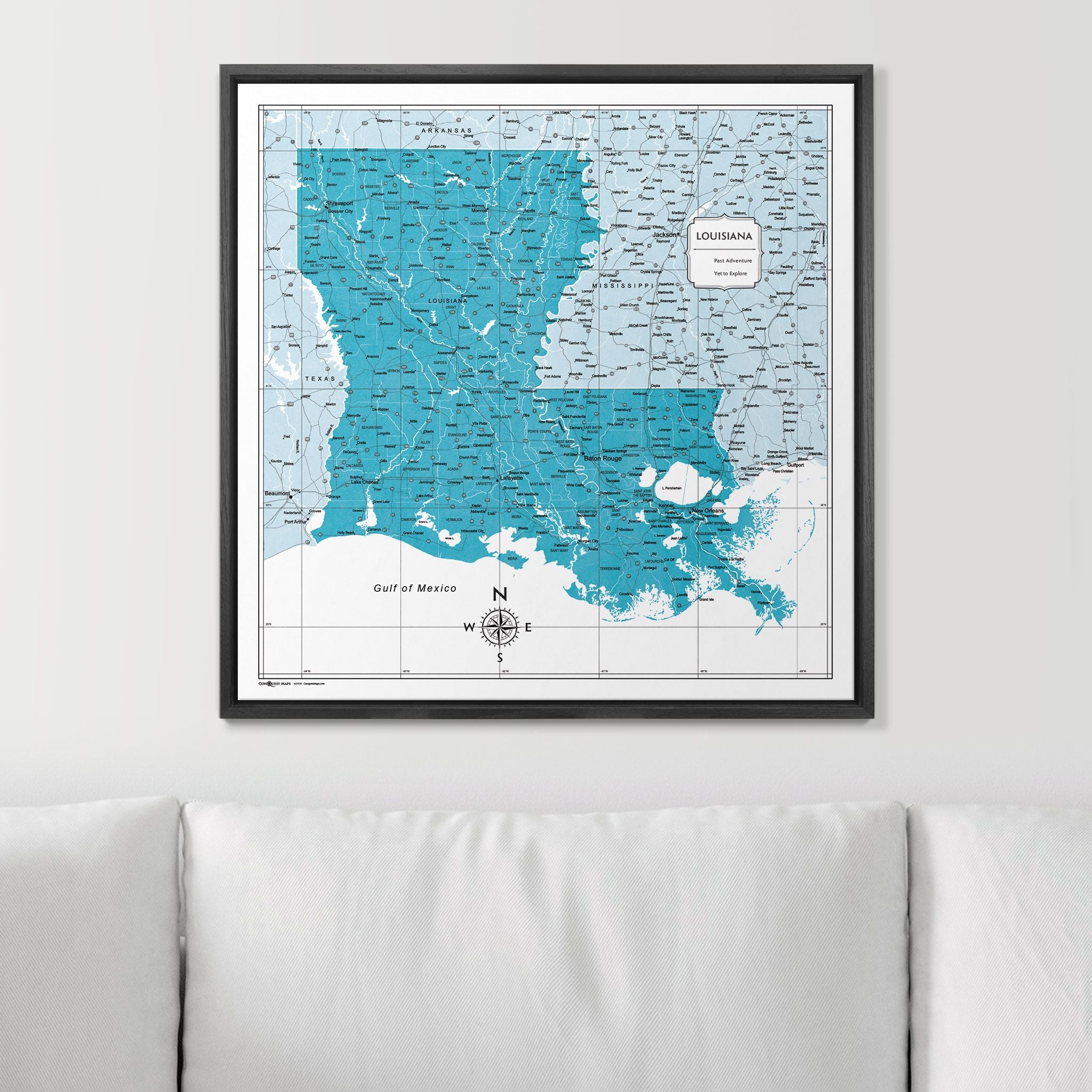 Push Pin Louisiana Map (Pin Board) - Teal Color Splash CM Pin Board