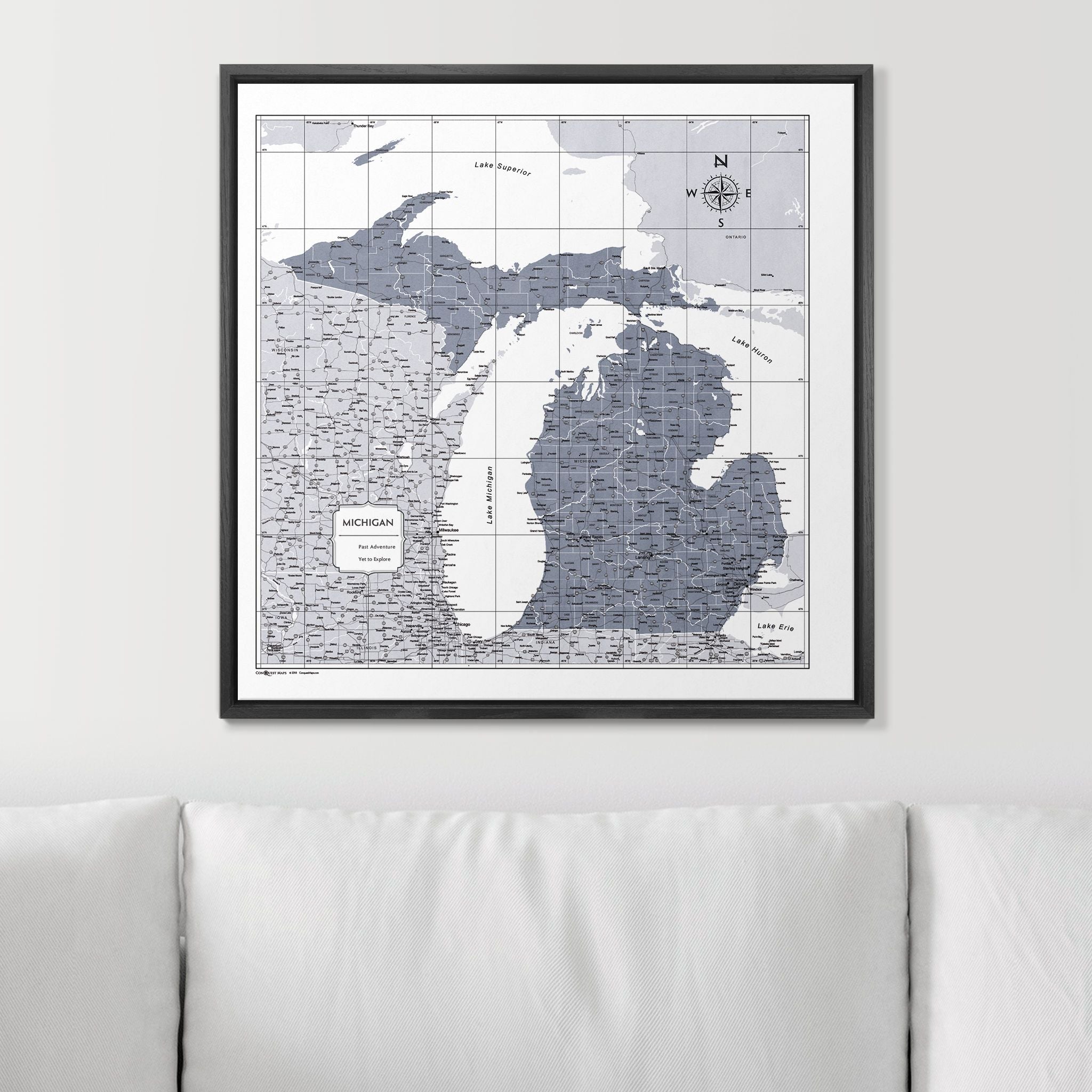 Push Pin Michigan Map (Pin Board) - Dark Gray Color Splash CM Pin Board