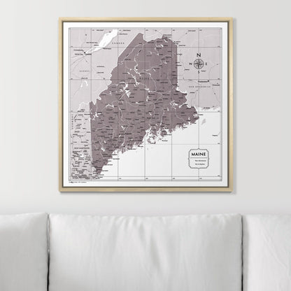 Push Pin Maine Map (Pin Board) - Dark Brown Color Splash CM Pin Board